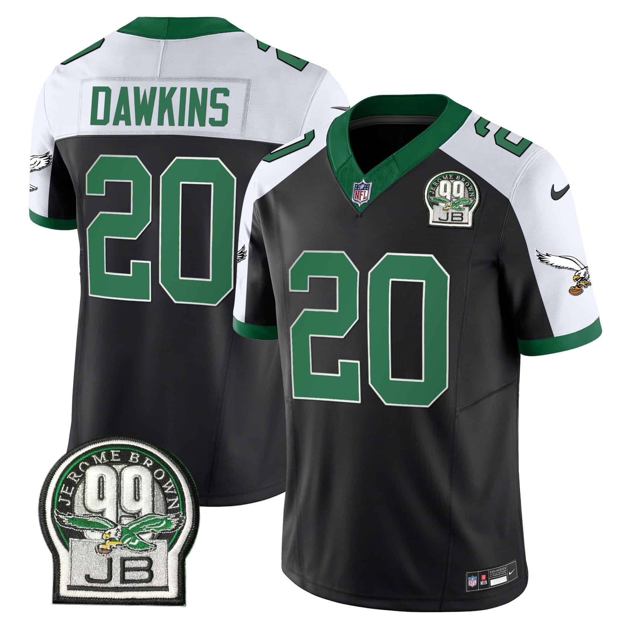 Men Philadelphia Eagles #20 Dawkins Black 2024 Nike Jerome Brown Patch Alternate Limited NFL Jersey